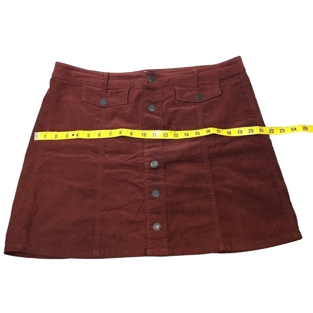MOSSIMO Skirt Corduroy Ribbed Mini Rust Red Brown Snap Dark Academia Size 14 - Picture 10 of 11